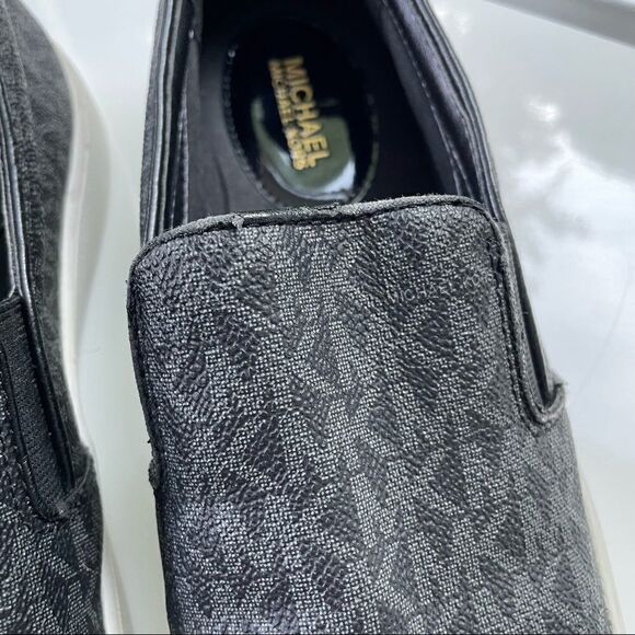 MICHAEL MICHAEL KORS Keaton Logo Slip-On Sneakers, Black Coated Canvas sz 7.5M - Picture 10 of 10